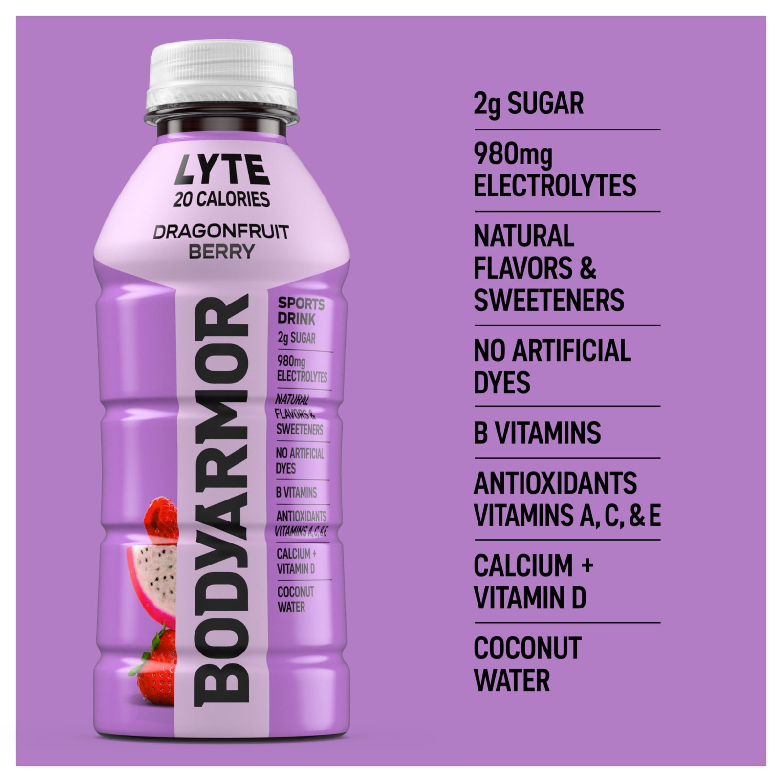 BODYARMOR Lyte Sports Drink Low-Calorie 16 Ounce (Pack of 12), berry