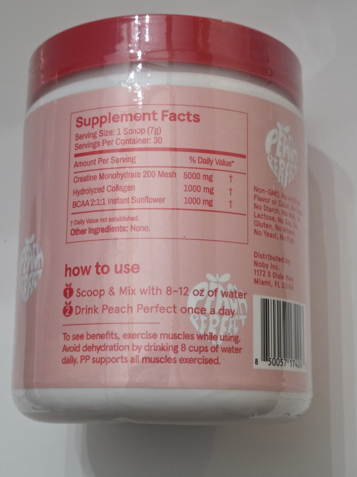 Peach Perfect Creatine Monohydrate Powder Unflavored 7.4Oz Exp 2/2027