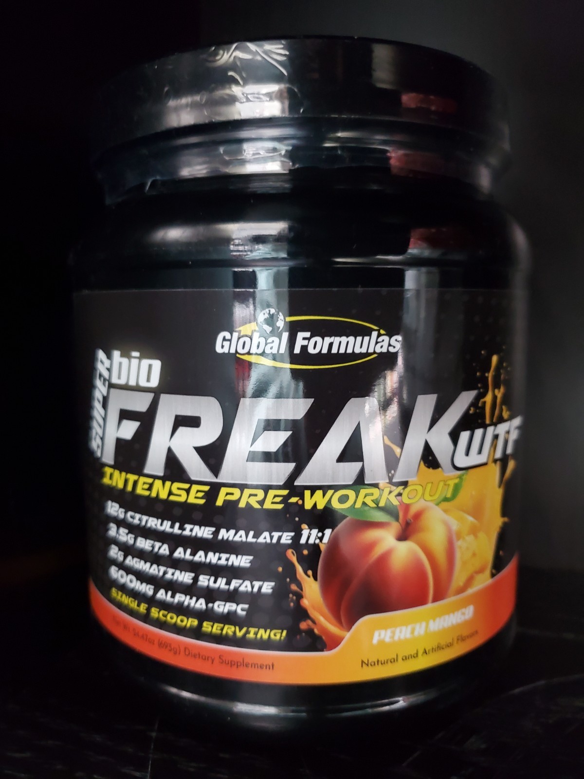 GLOBAL FORMULAS SUPER BIOFREAK WTF Intense Pre-Workout Energy Focus 25 Servings