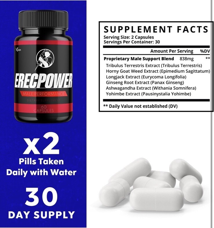 8/26 Erecpower for Men Advanced All Natural Formula Male Erectile Stamina Pills