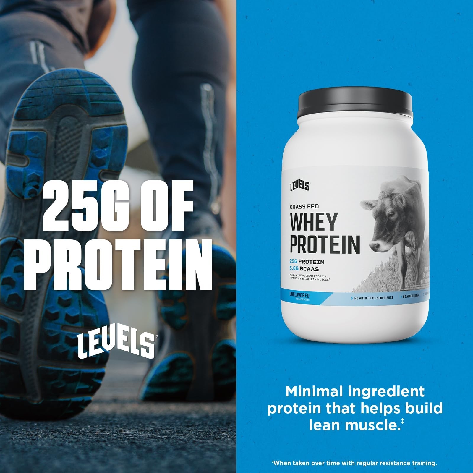 Levels Grass Fed Whey Protein Powder, No Artificials, 25G of Protein, Unflavo…