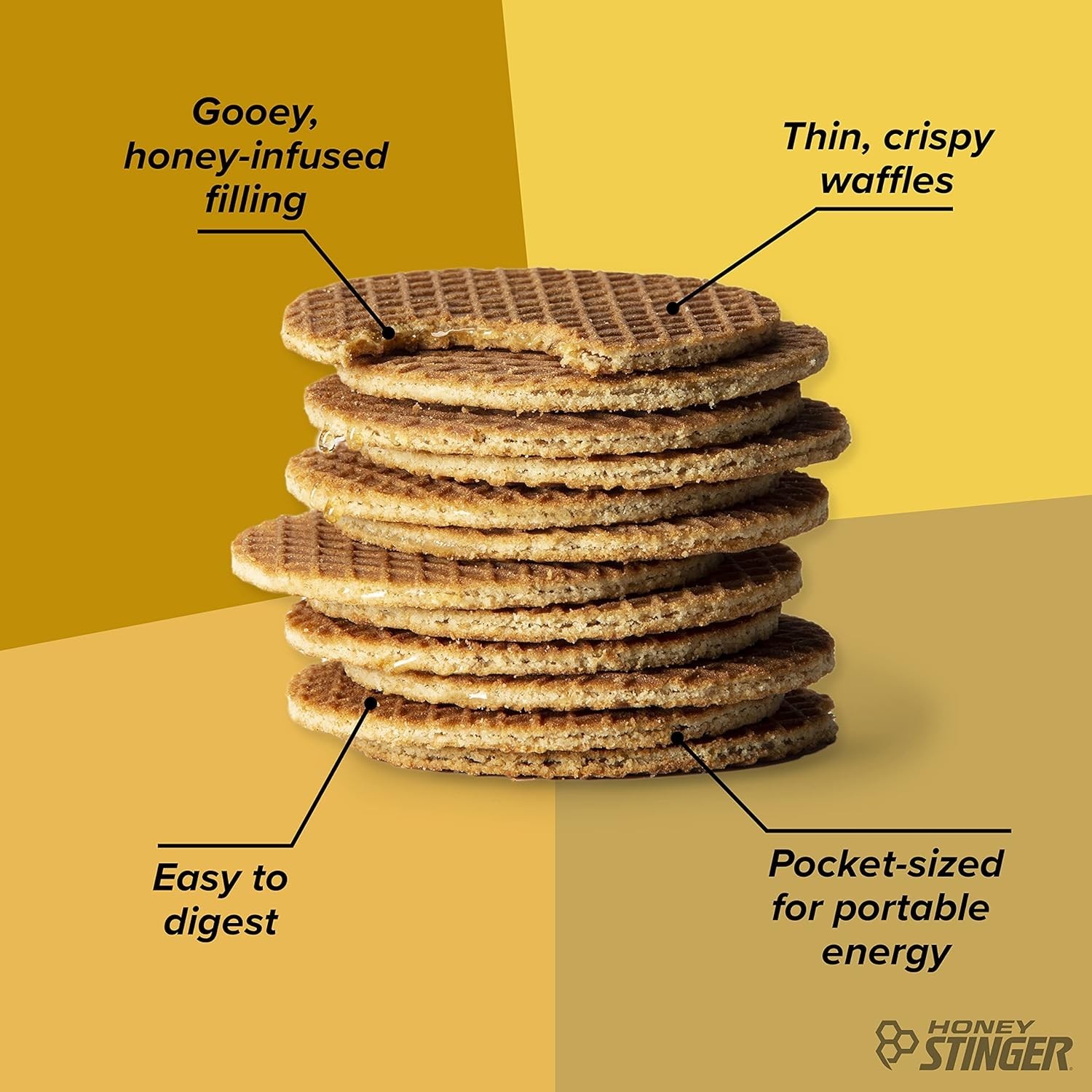 Organic Honey Waffle Energy Stroopwafel for Exercise Performance 16ct