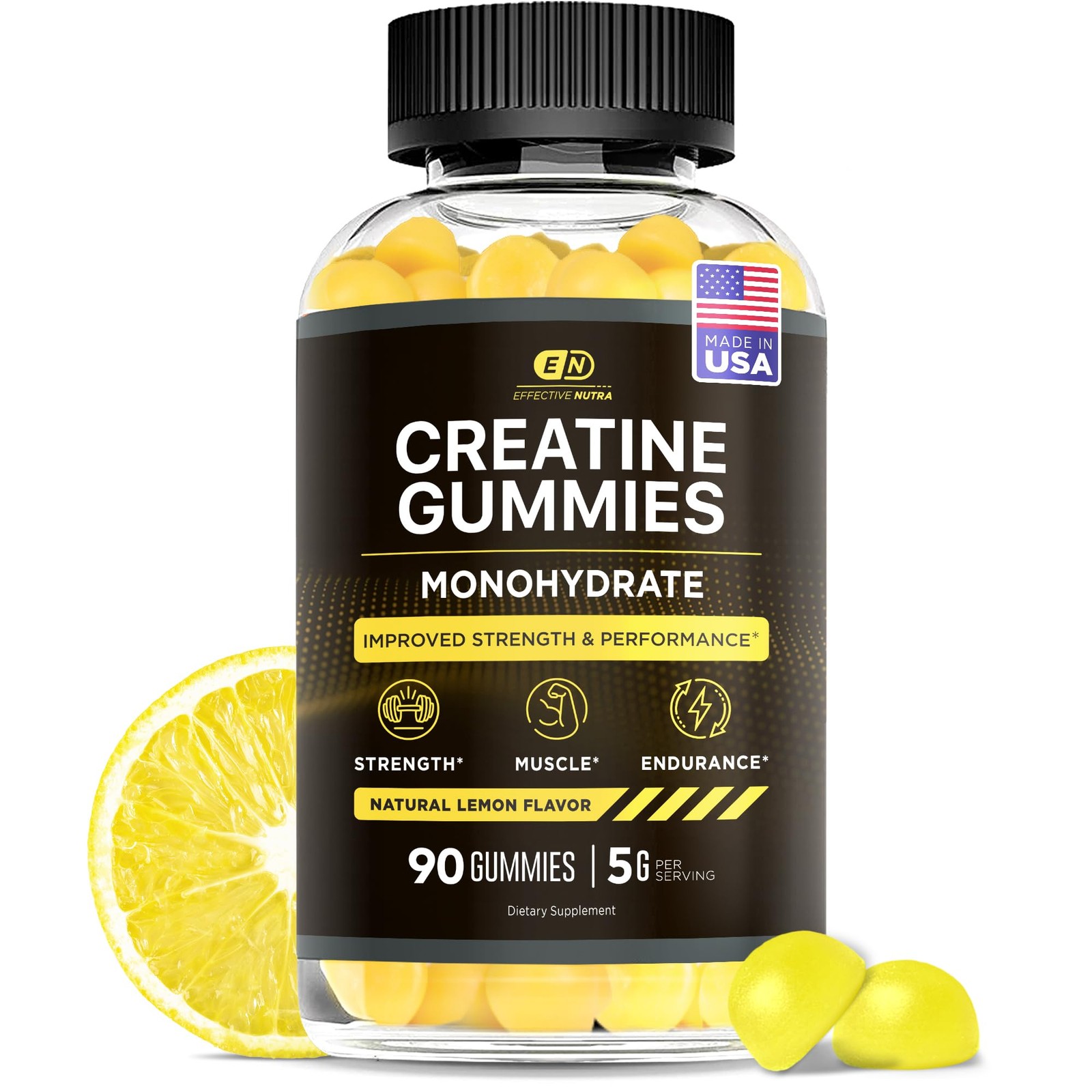 Creatine Monohydrate Gummies – 1g Creatine per Gummy – Vegan Muscle & Strengt…