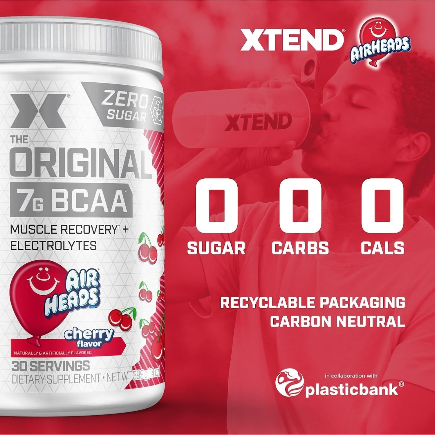 Xtend Original BCAA 7g Air Heads Cherry Flavor, 30 Servings, Exp 9/2027