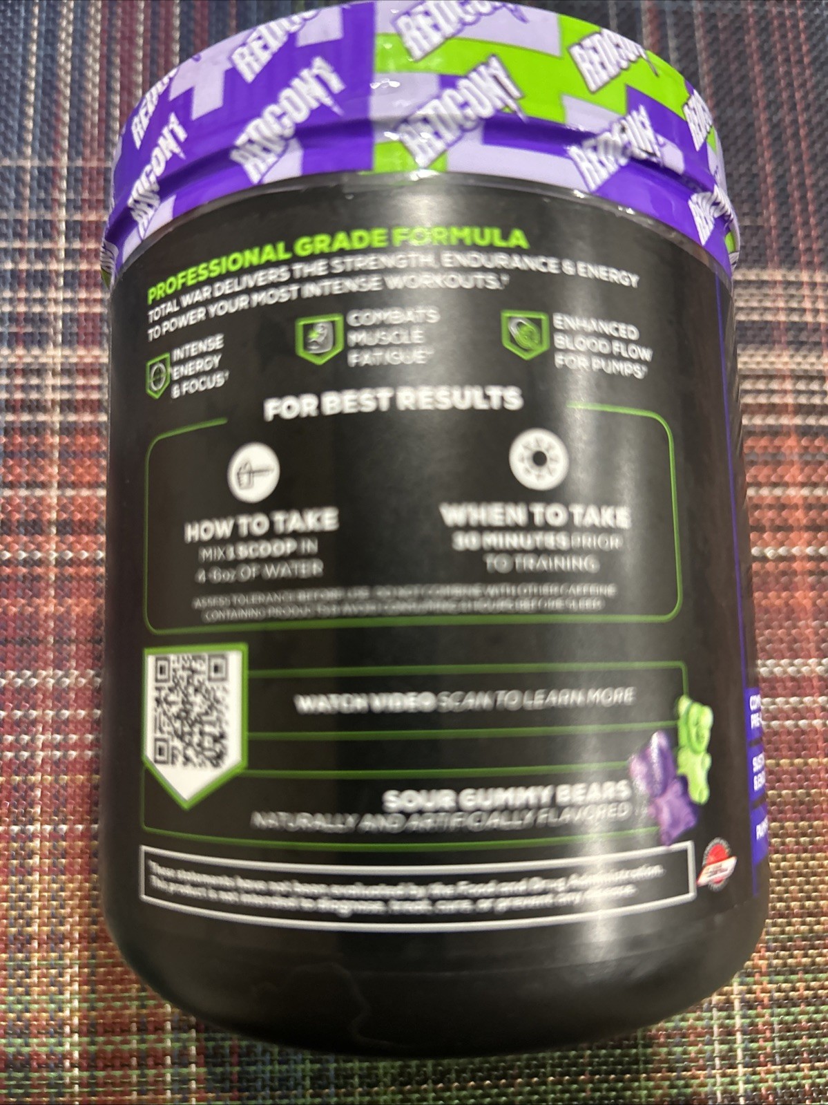 REDCON1 TOTAL WAR, Preworkout, Sour Gummy Bear, 30 Servings. Exp 03/2027