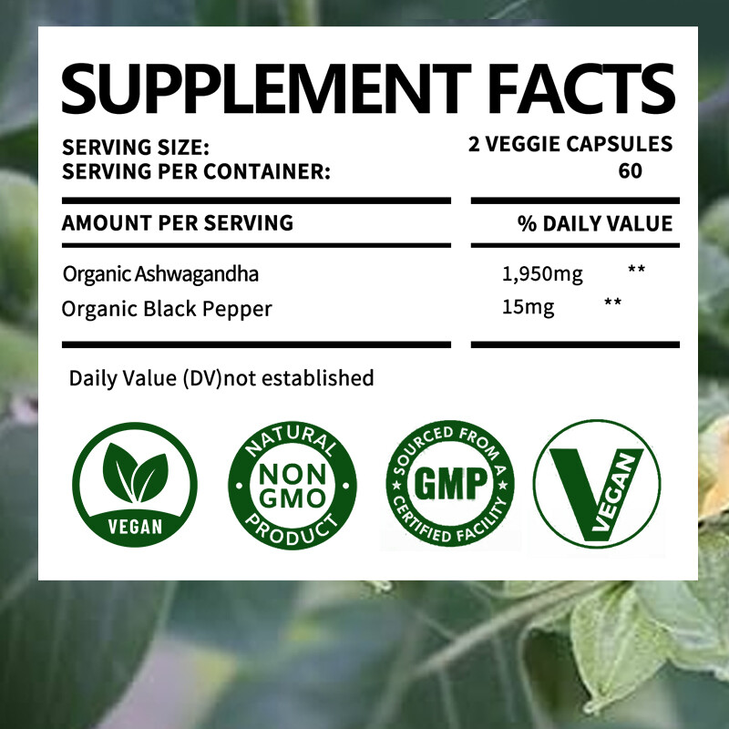 Vitamin C + Zinc + Ashwagandha 120 Capsules, Specially Selected Plant Extracts