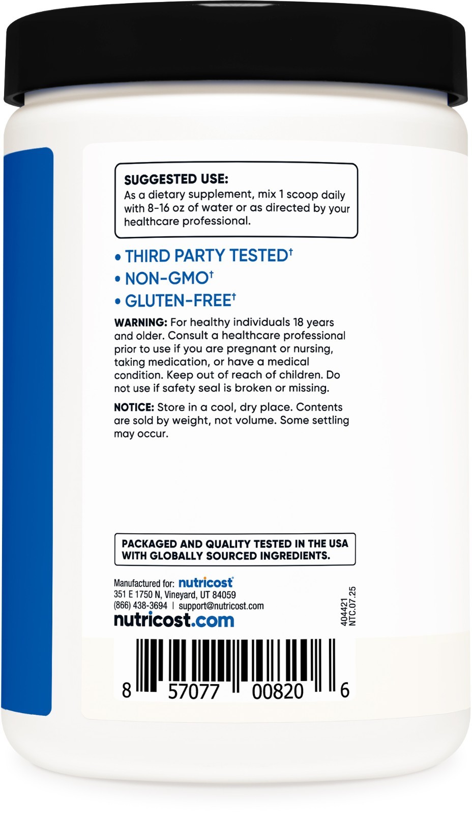 Nutricost BCAA Powder 60 Servings (Unflavored) – 6000mg Per Serving