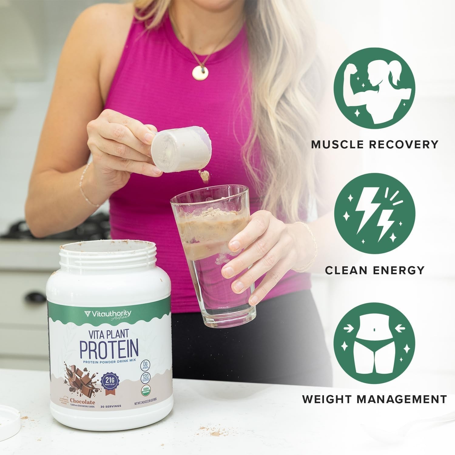 2 lbs Organic Plant Based Vegan Protein Powder for Women with BCAAs Vanilla