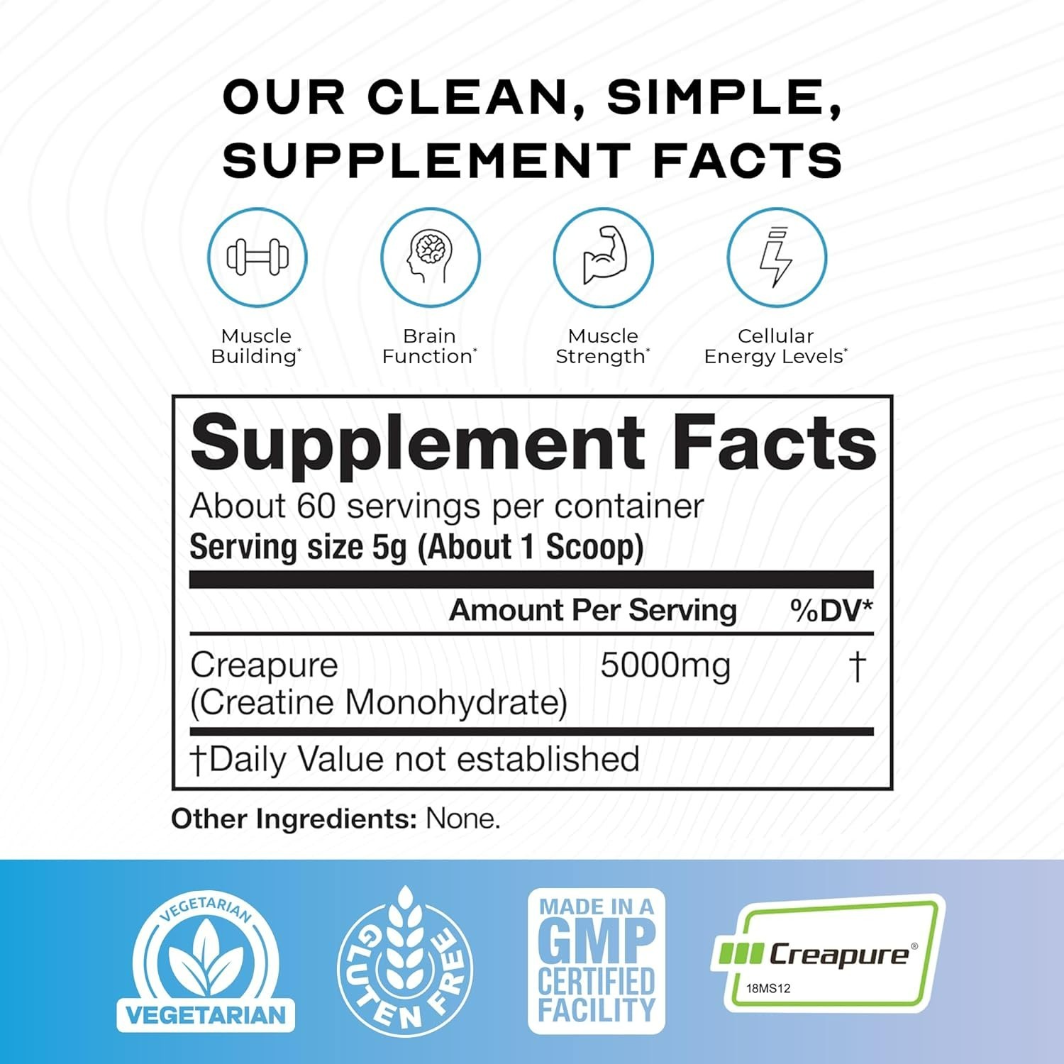Muscle Feast Creapure Creatine Monohydrate Powder, Unflavored – 10.58 oz