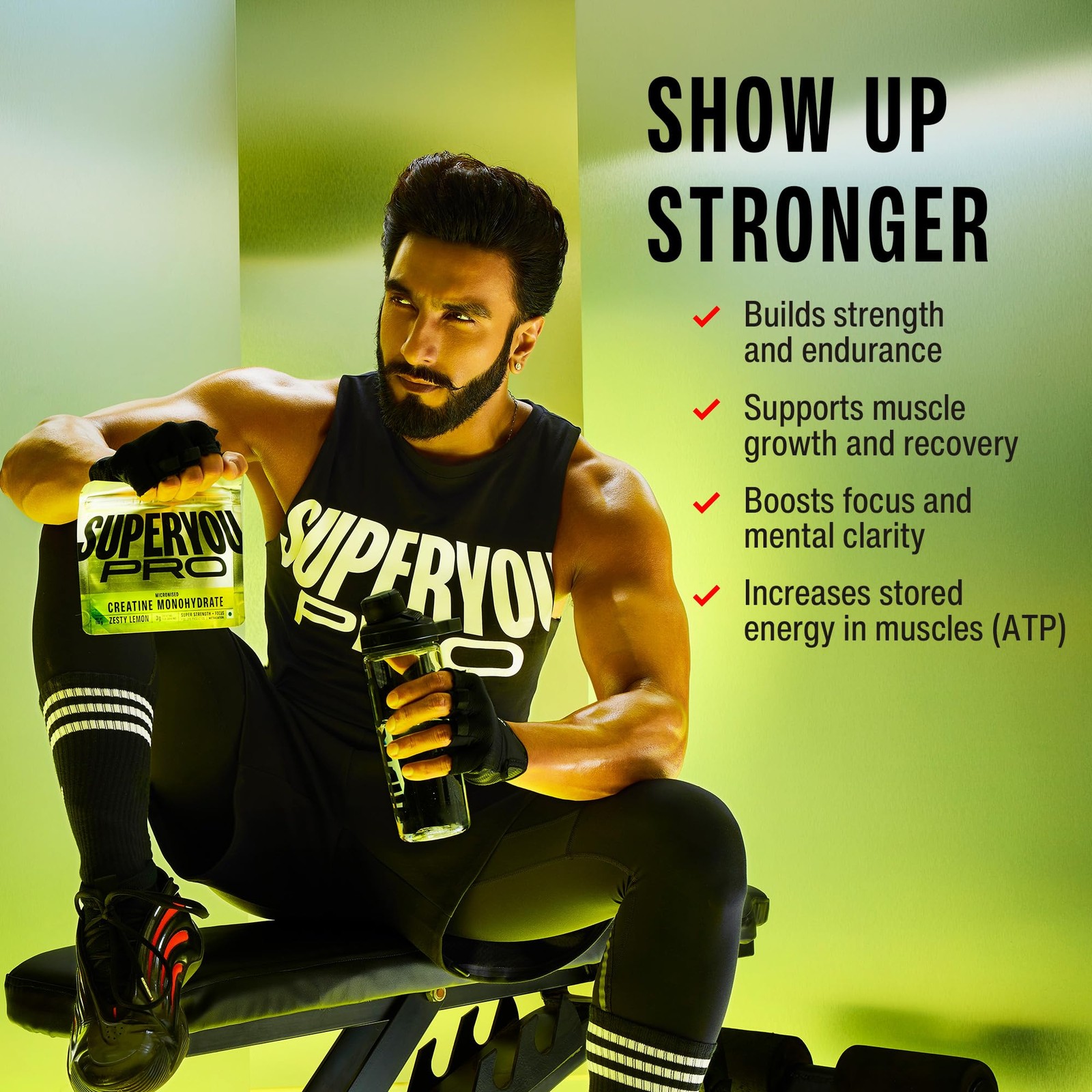 SuperYou Pro Micronized Creatine Powder Zesty Lemon 112g 33 Servings
