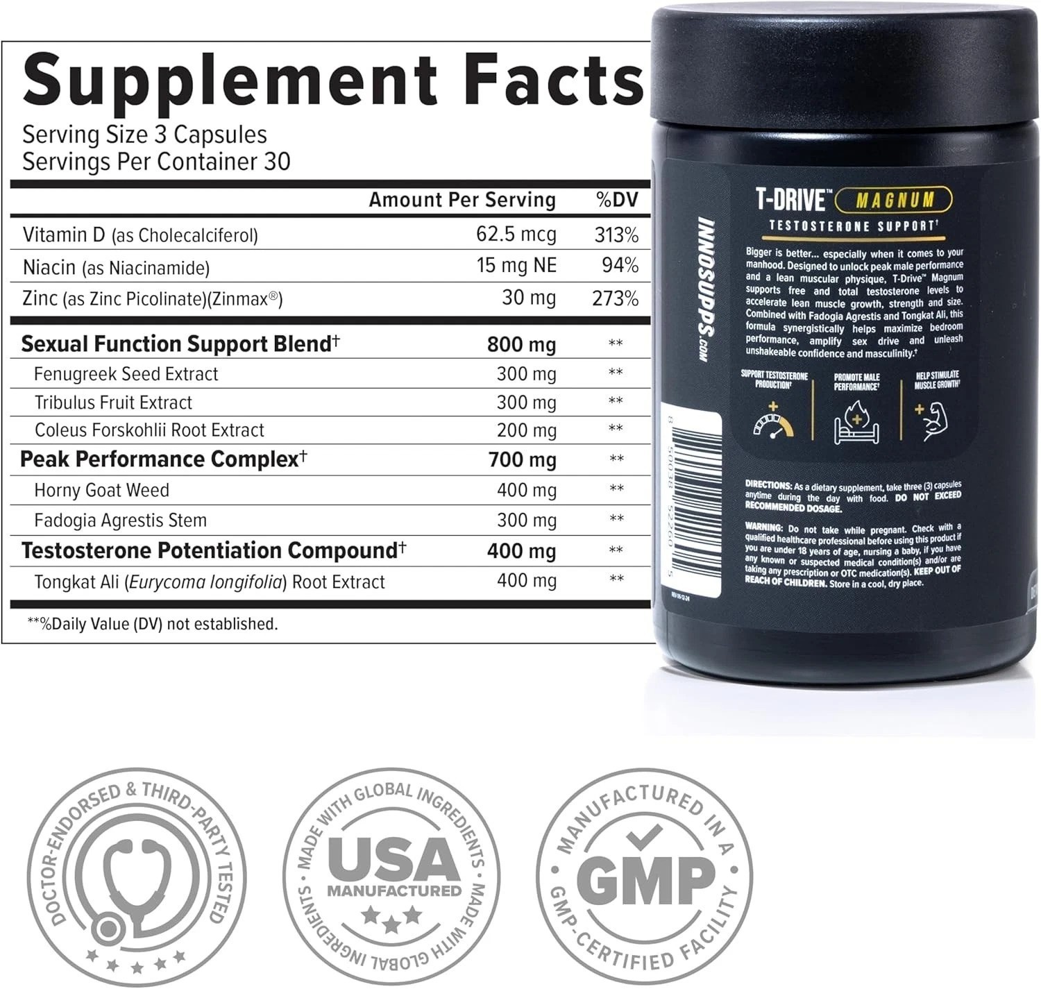 Amplify Muscle Growth with T-Drive Magnum Testosterone Booster – 30 Days Supply
