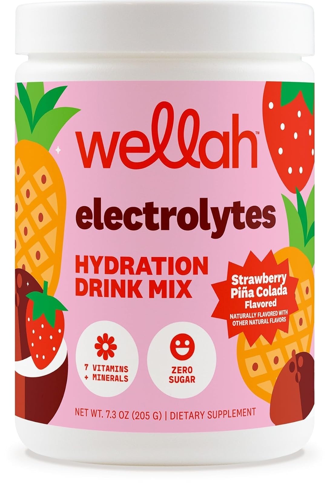 Wellah Electrolytes Powder Strawberry Lemonade 50 Servings Hydration Mix