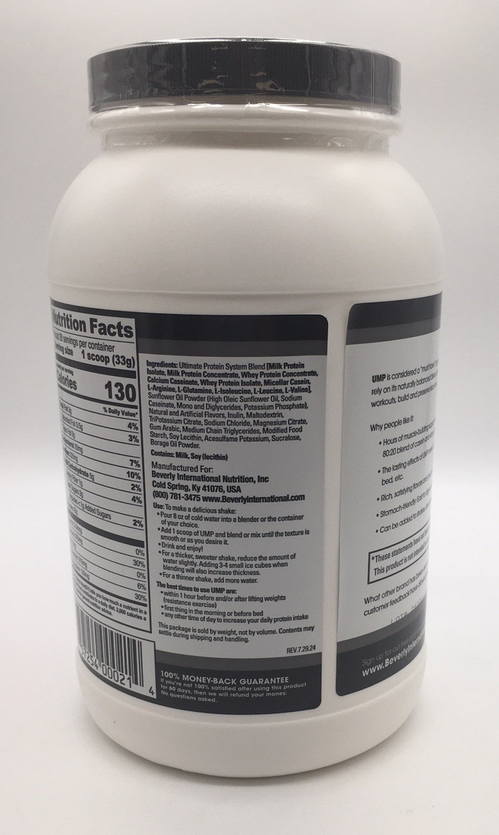 BEVERLY INTERNATIONAL ULTIMATE MUSCLE PROTEIN VANILLA 32.8 OZ EXP 11/26