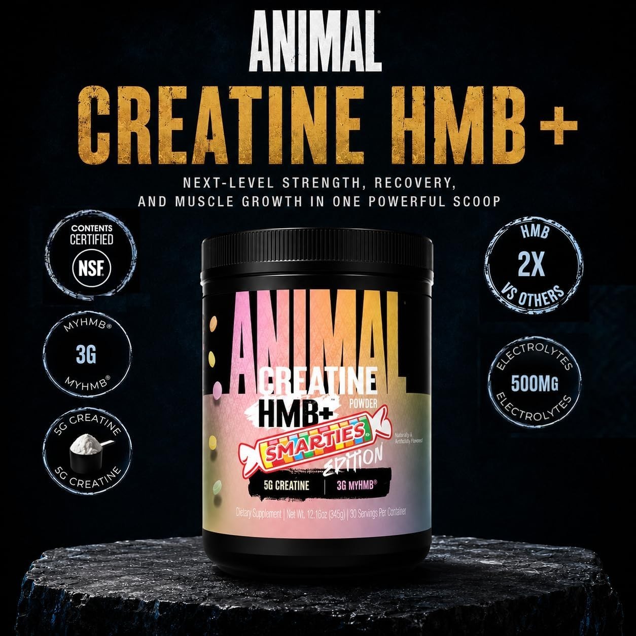 Animal Creatine HMB Powder x Smarties 3g myHMB + 5g Creatine Monohydrate