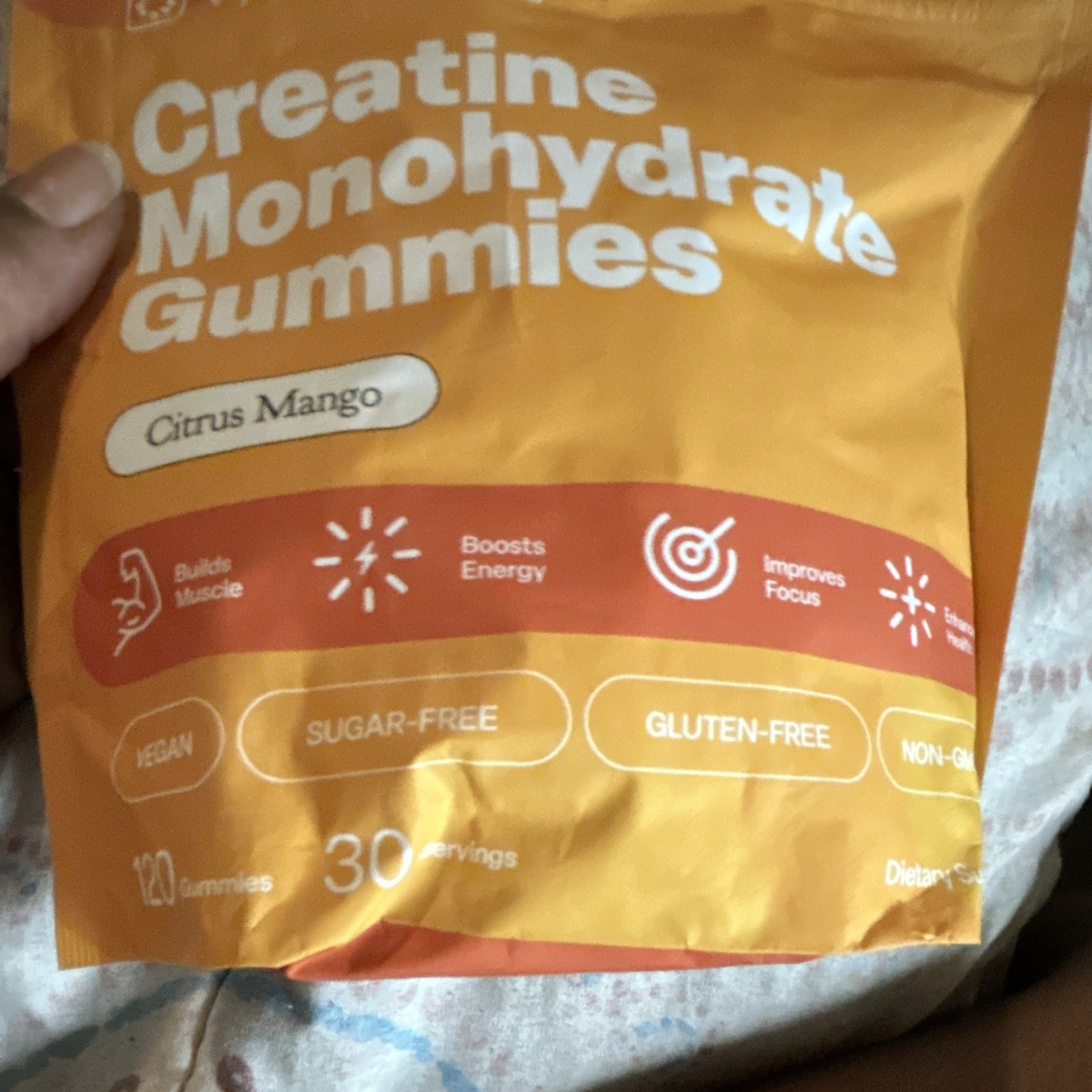 Vybrance Labs Creatine Monohydrate Gummies Citrus Mango Vegan 120 ct