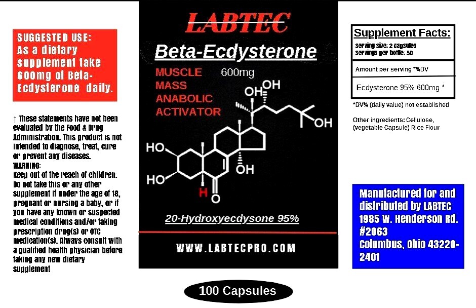 Beta Ecdysterone 95% 600mg Per Serving (100 Capsules, 50 Servings)