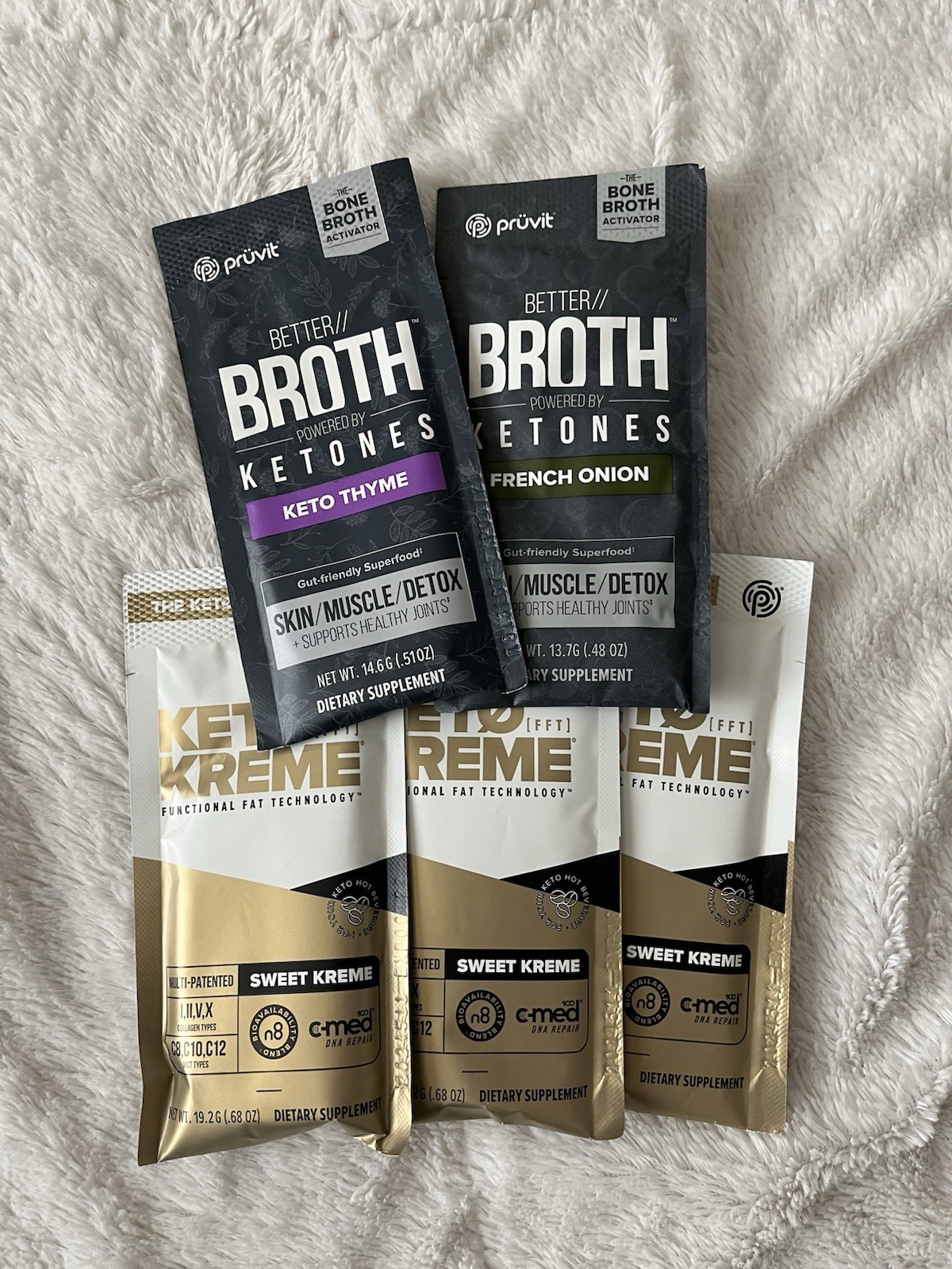 5 pk Pruvit KETO Broth & Kreme Ketogenic Dietary Supplement Expired Still Soft