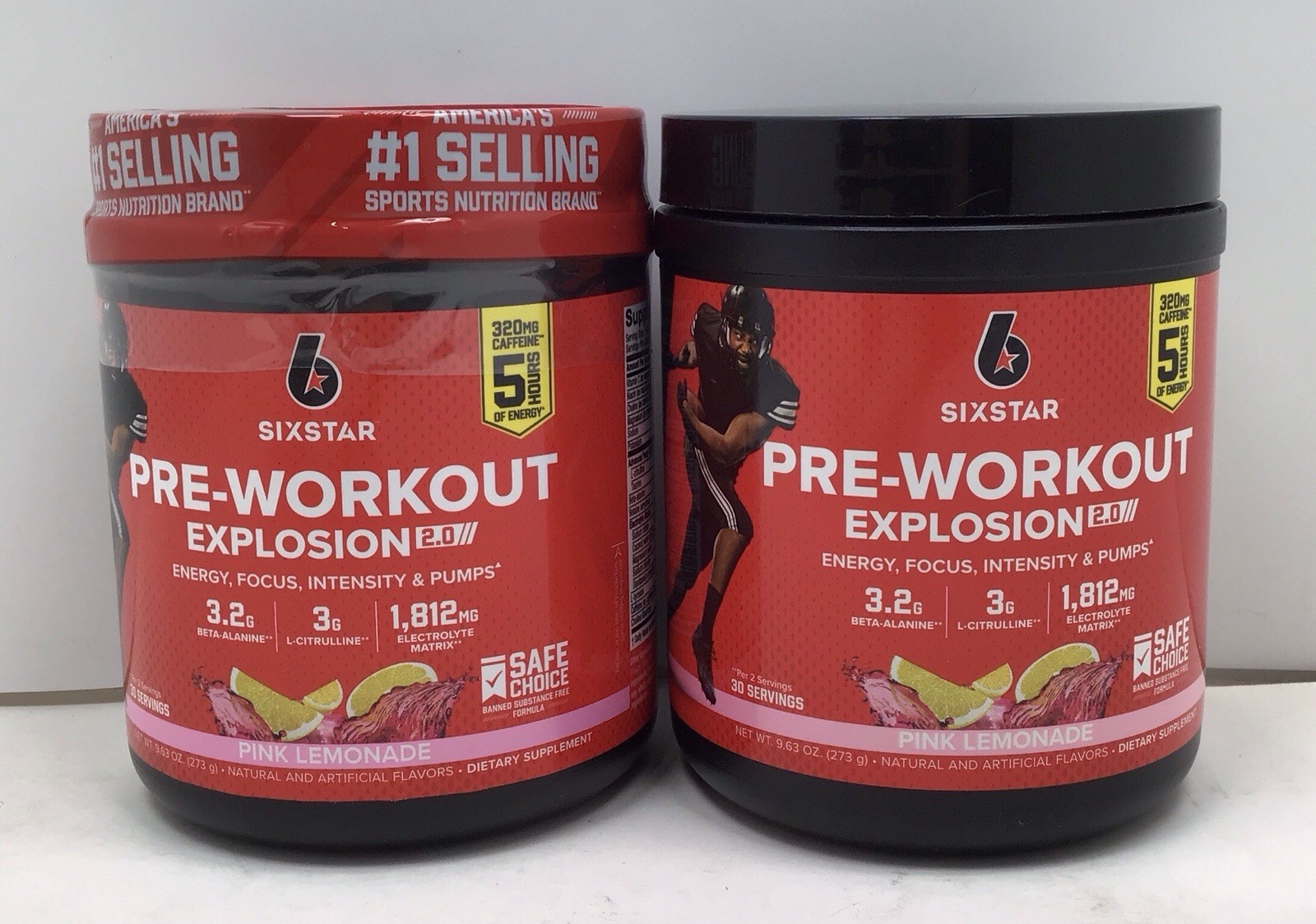 2X SIXSTAR PRE-WORKOUT EXPLOSION PINK LEMONADE 30 SERVINGS EACH EXP 01/2027+