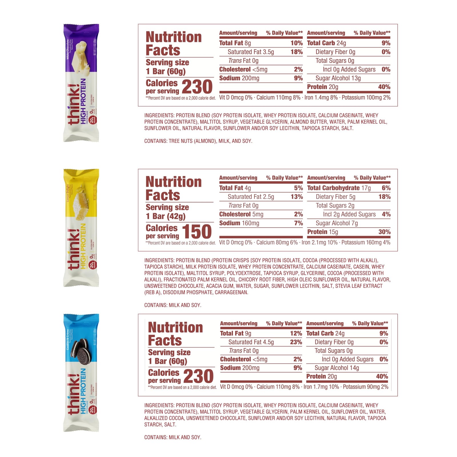 think! Protein Bars, High Protein Snacks, Gluten Free, Kosher Friendly,Variet…