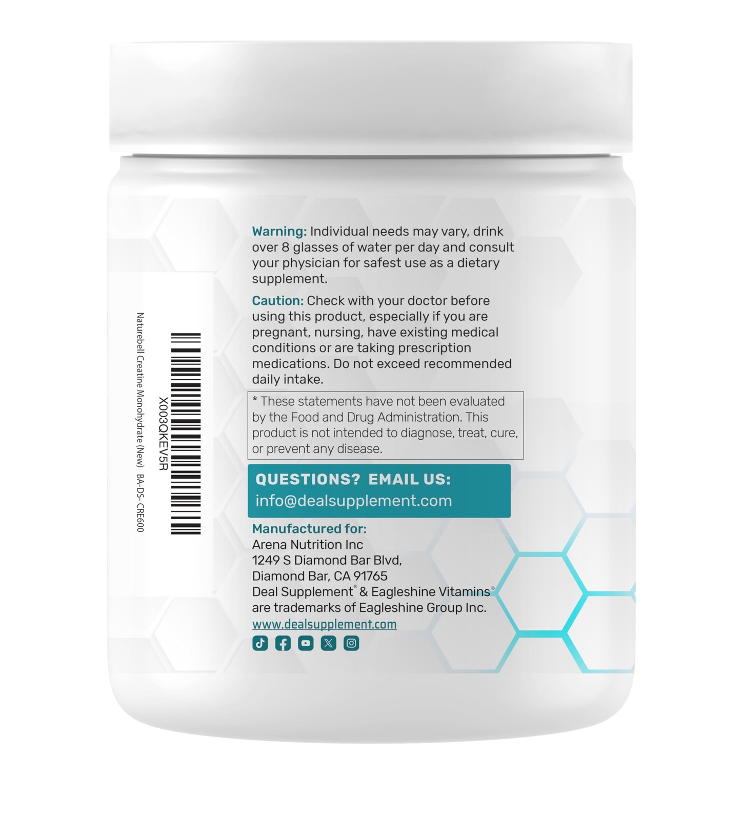 Instant Creatine Monohydrate Powder, 5g Per Serving – 21.2 Ounce (Pack of 1)