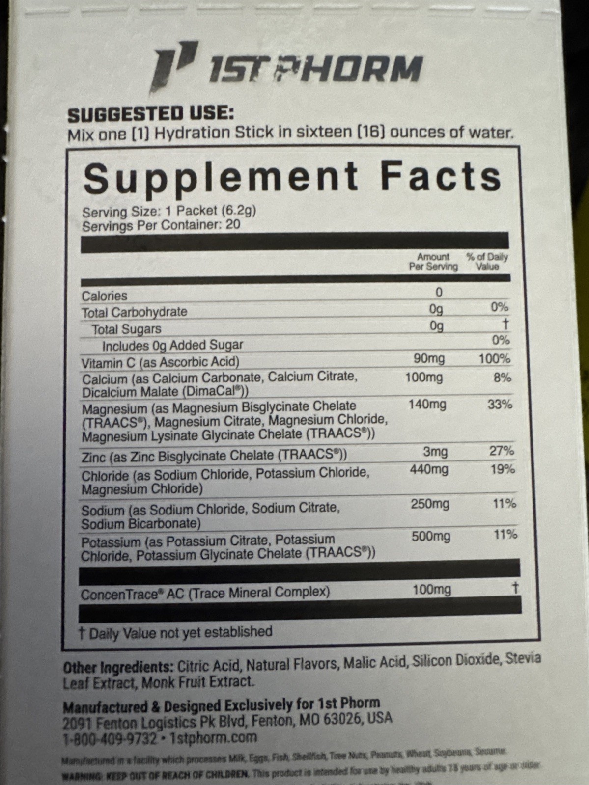 2- 1st Phorm Hydration Sticks Citrus And Lemonade (20 Each, 40 Total) Exp 7/27