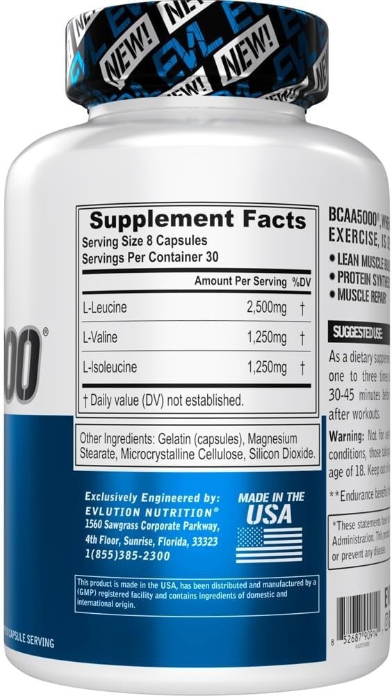 Evlution Nutrition BCAA 5000 – Recovery & Endurance – 30 Servings