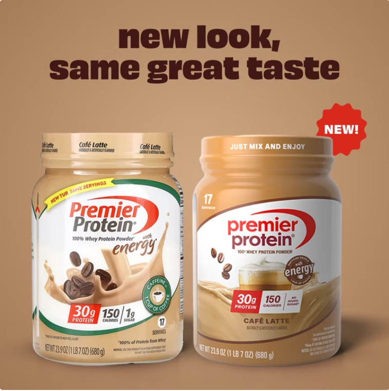 2 Pack Premier Protein 100% Whey Protein Powder,Café Latte,30g Protein,23.9oz Pk