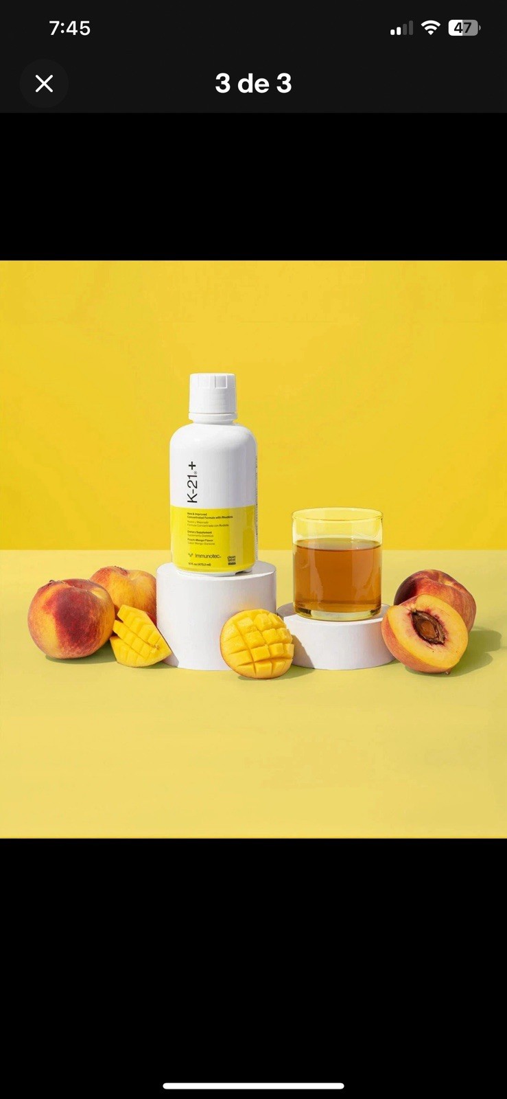 Immunotec K-21 + Peach Mango Flavor 16fl.oz Sugar Free