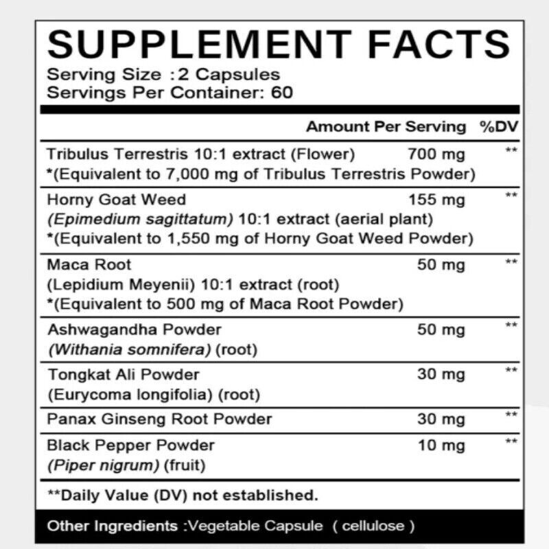 Tribulus Capsules 7000mg Testosteron Booster Muscle Mass 30 To 120 CAPSULES