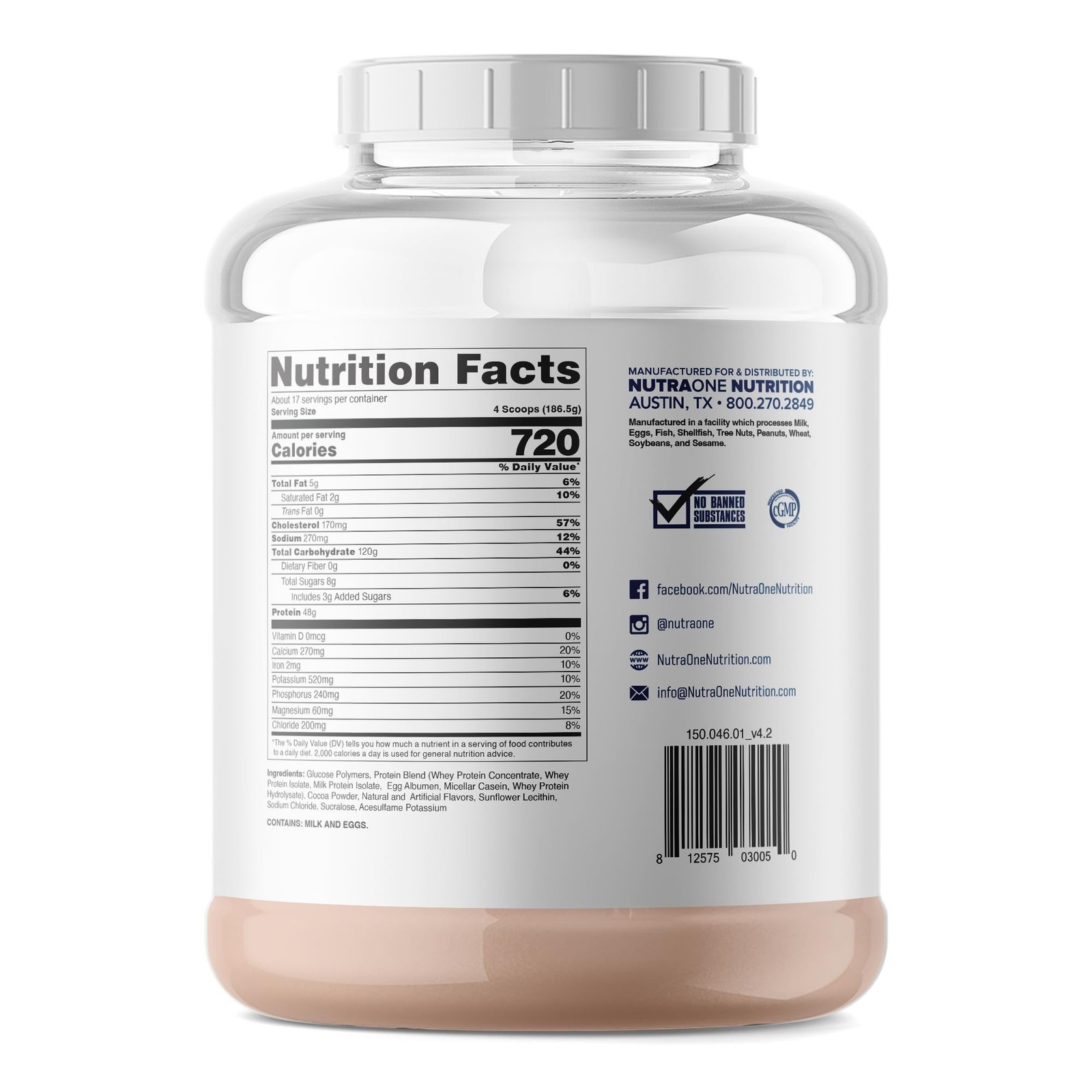 Massone Mass Gainer Protein Powder by NutraOne – Gain Weight Protein Meal Rep…