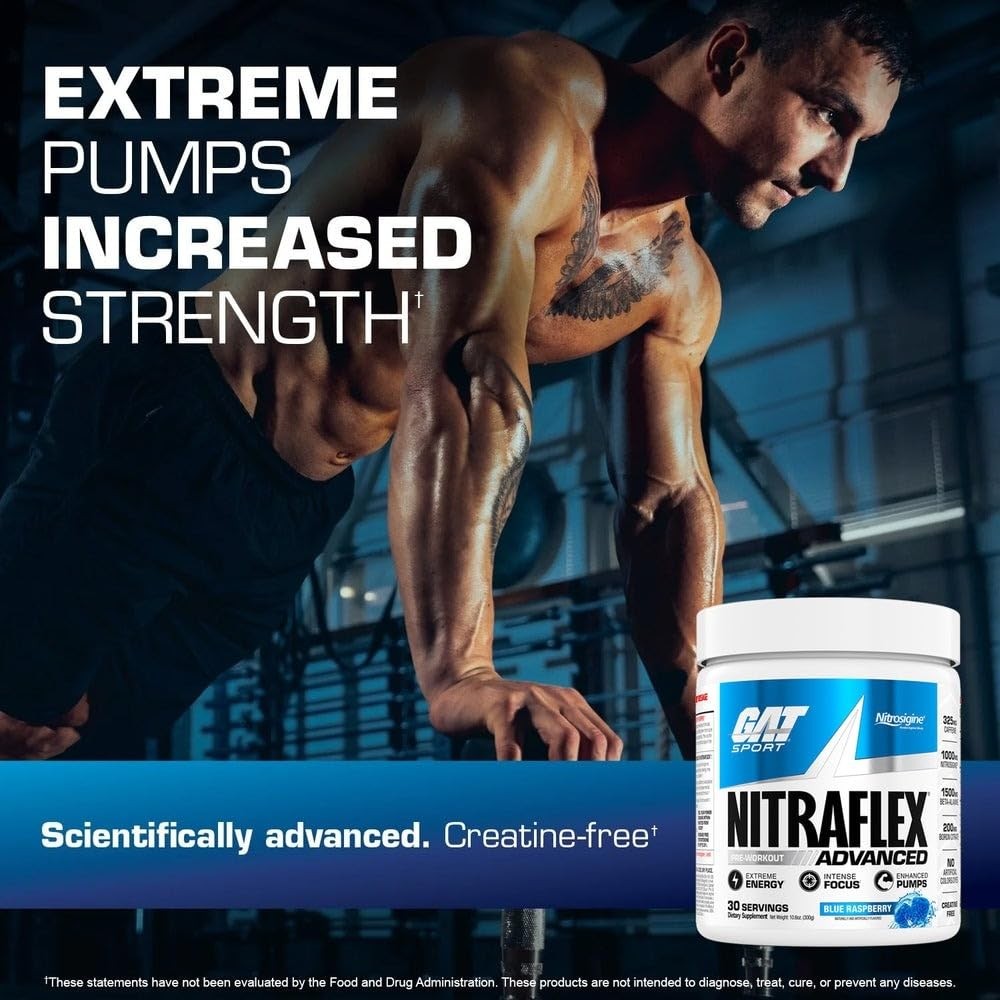 GAT SPORT Nitraflex Advanced Pre-Workout Powder, 11.1 Ounce (Pack of 1), Pink