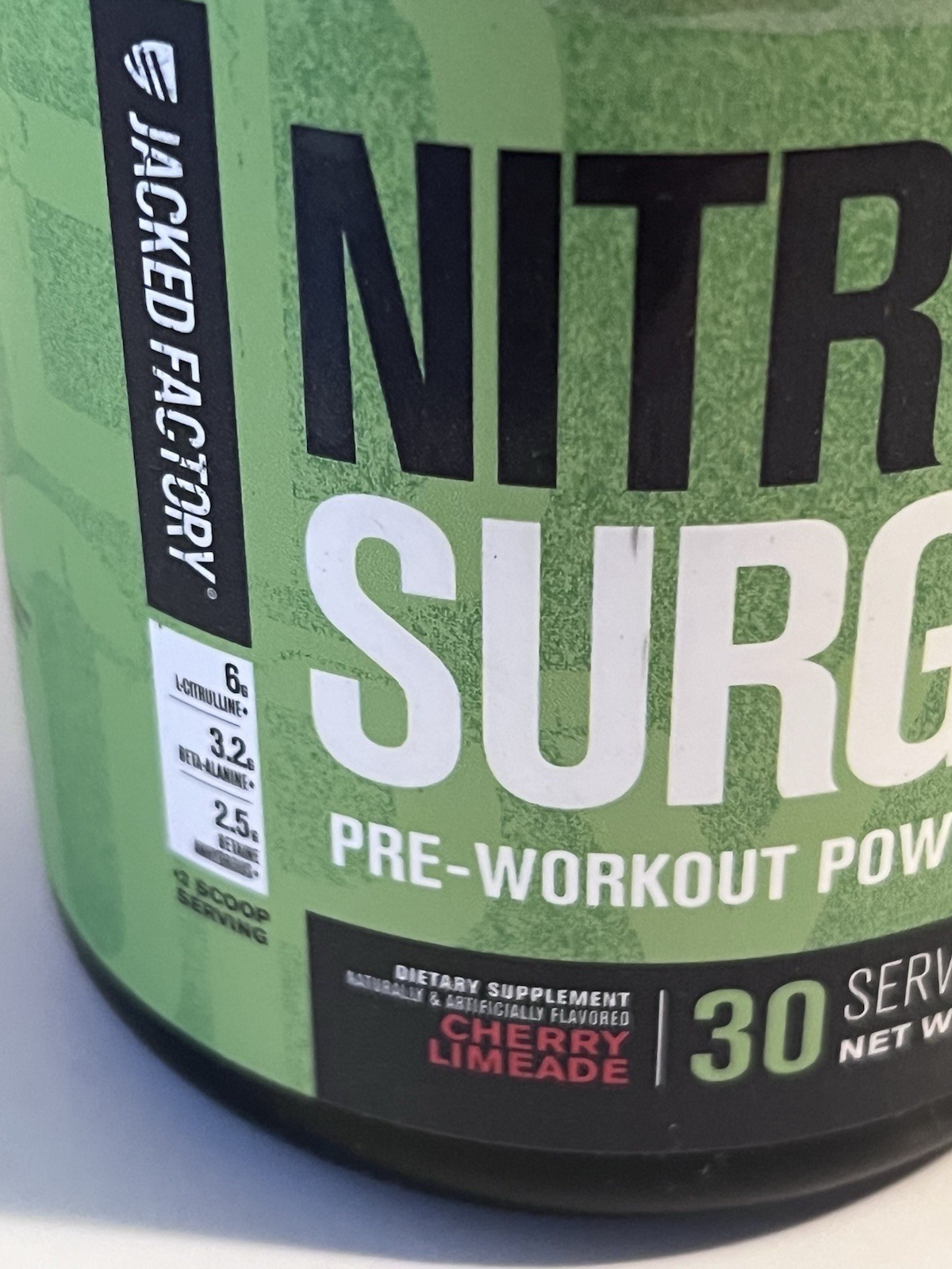 Jacked Factory NitroSurge Pre-Workout Powder Cherry Limeade 30 Serv 8.57oz