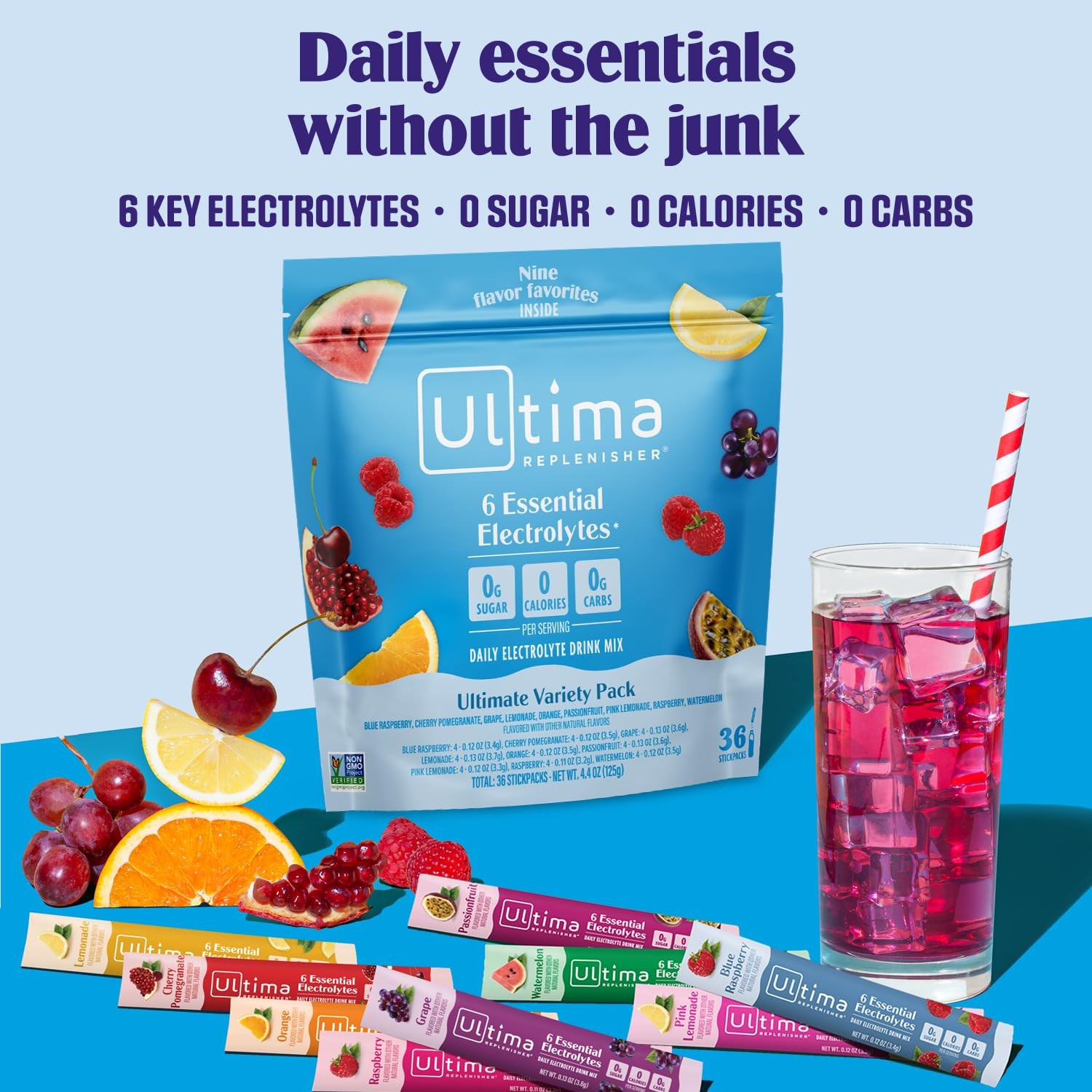 Ultima Replenisher Daily Electrolyte Powder Ultimate Variety Pack 36 Stickpacks