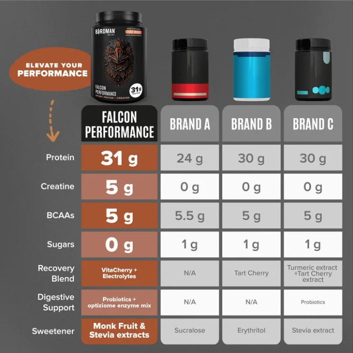 BIRDMAN Falcon Vegan Protein with Creatine, Chocolate, 28 Servings