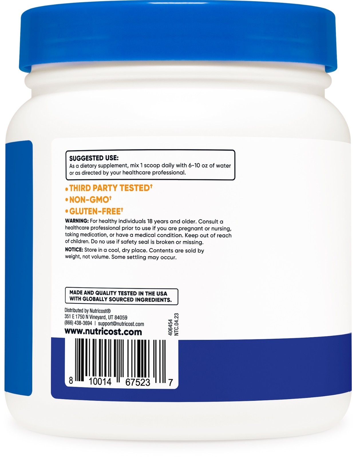 Nutricost L-Glutamine Powder (500G) (Blue Raspberry)