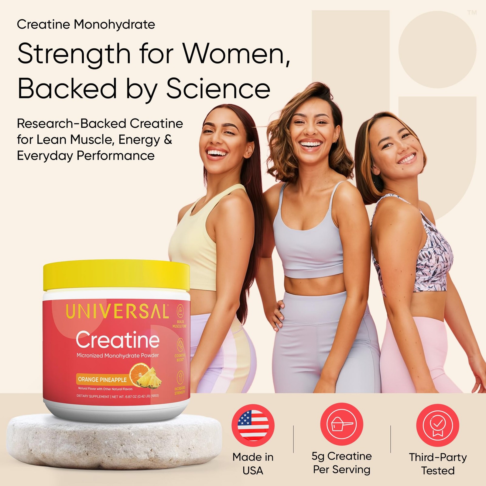 Universal U Creatine Monohydrate for 6.77 Ounce (Pack of 1), Orange Pineapple