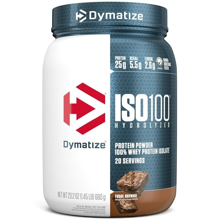 Dymatize ISO100 Hydrolyzed Whey Protein Isolate Powder Fudge Brownie 23.2 oz