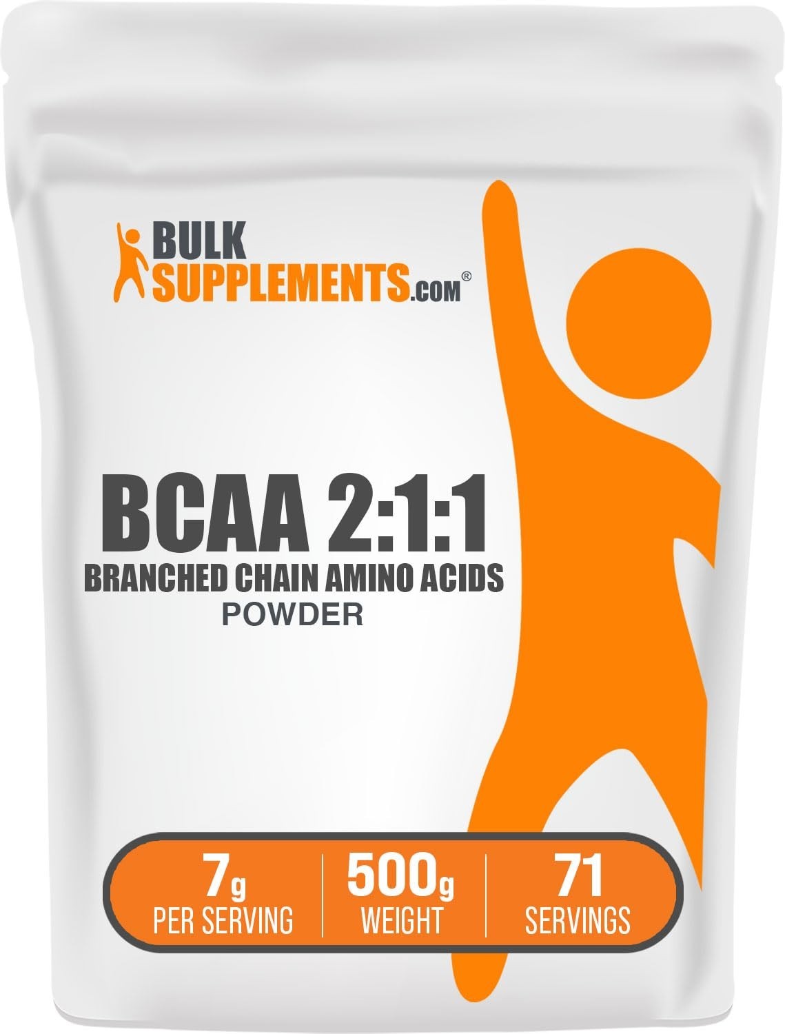 BCAA 2:1:1 Powder – Unflavored Branched Chain Amino Acids, Gluten Free, 500g
