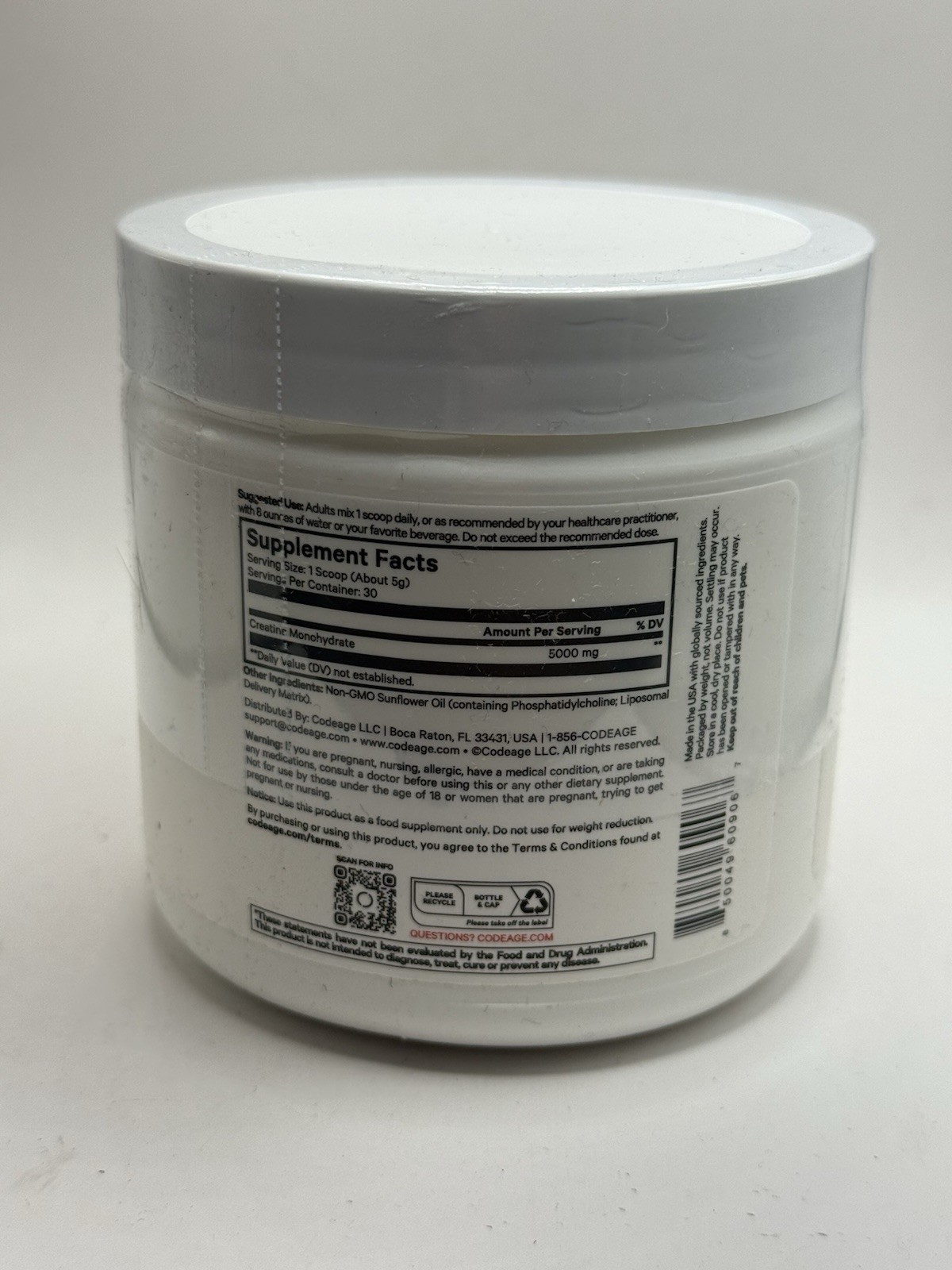 Codeag Sport, Liposomal Creatine Powder, Unflavored, 5.29 oz (150 g)