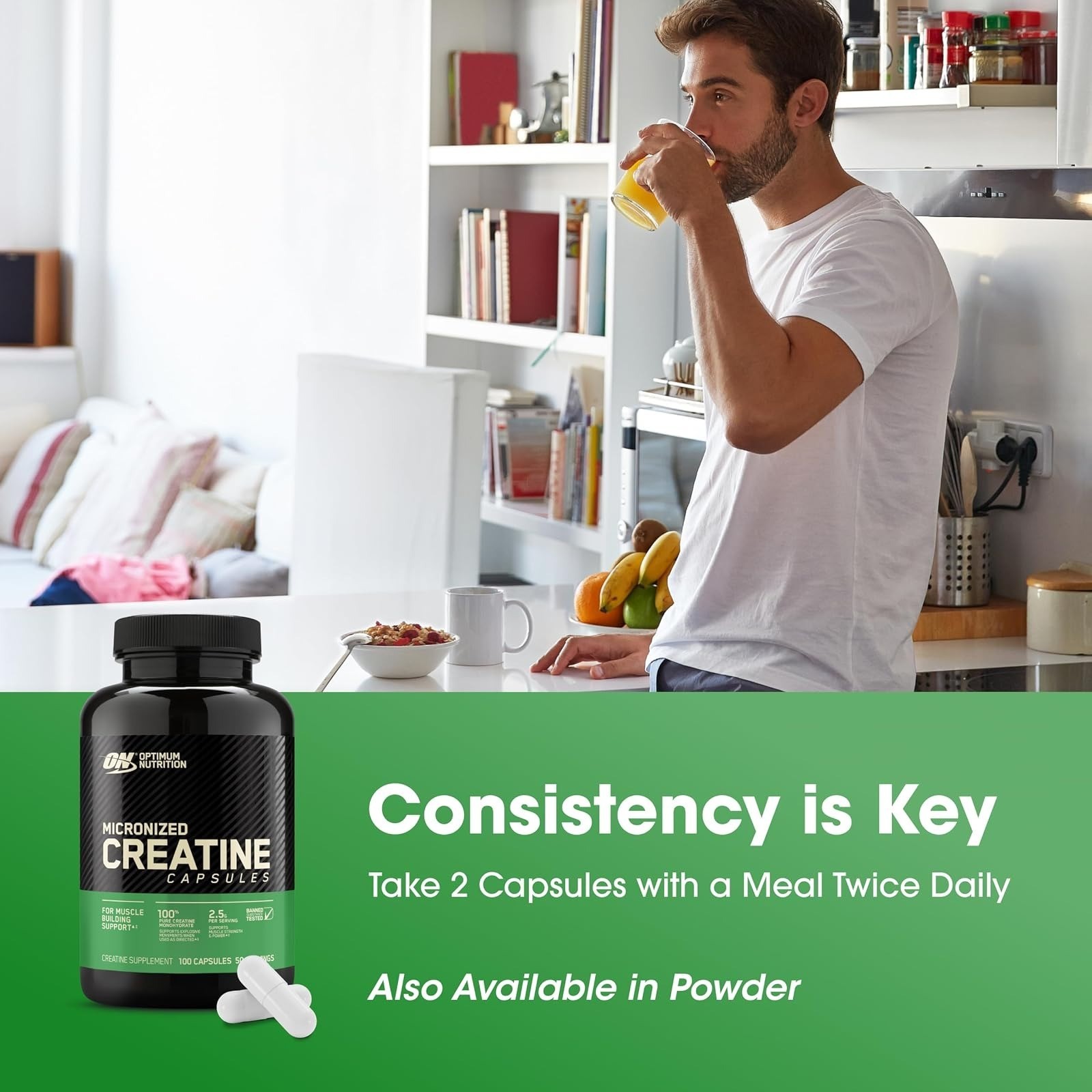 Optimum Nutrition Micronized Creatine Monohydrate Capsules 100 Count