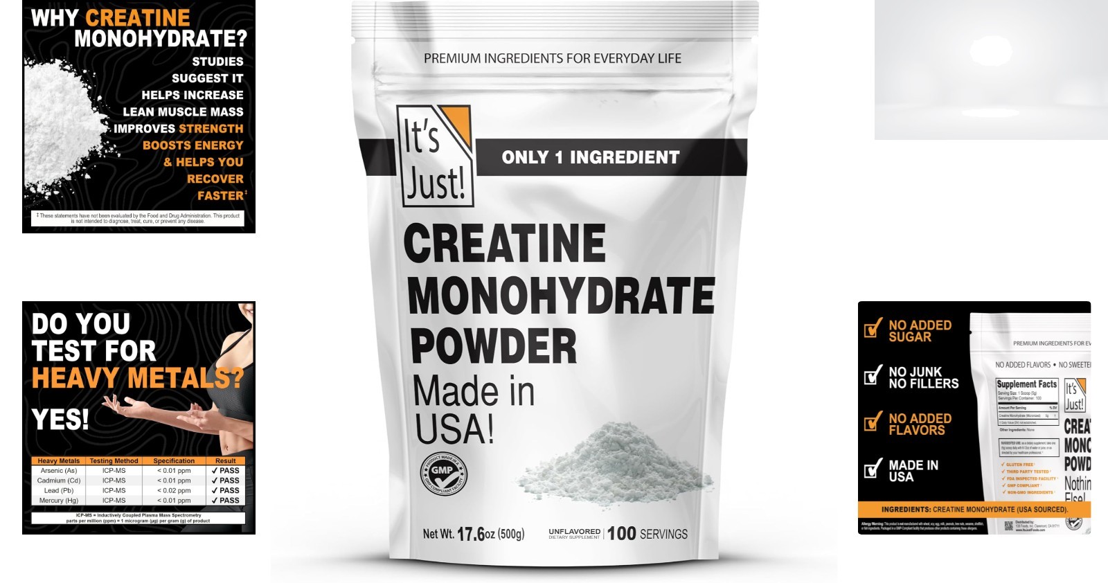 Creatine Monohydrate 100 Servings Unflavored Micronized Powder 5g Scoop Included