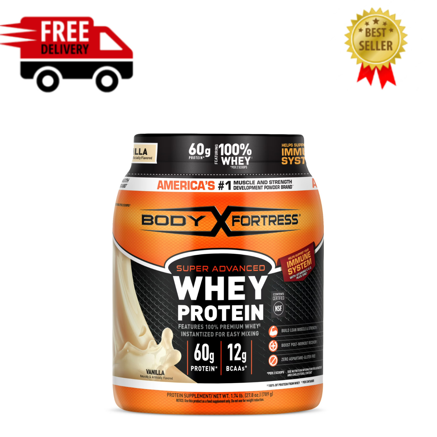 Body Fortress Super Advanced 100% Whey Protein Vanilla 1.74 lb