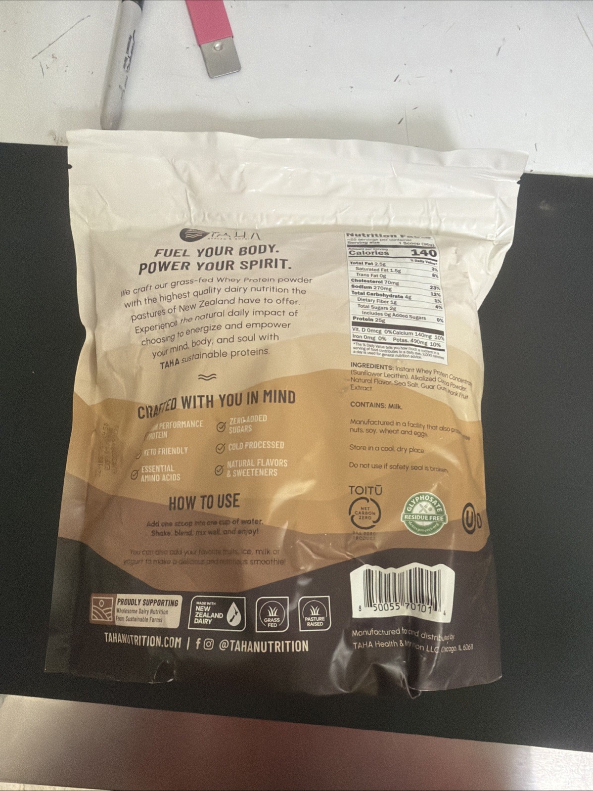 TAHA New Zealand Grass-Fed Whey Protein CHOCOLATE 2 Lb. – NEW – 4/26