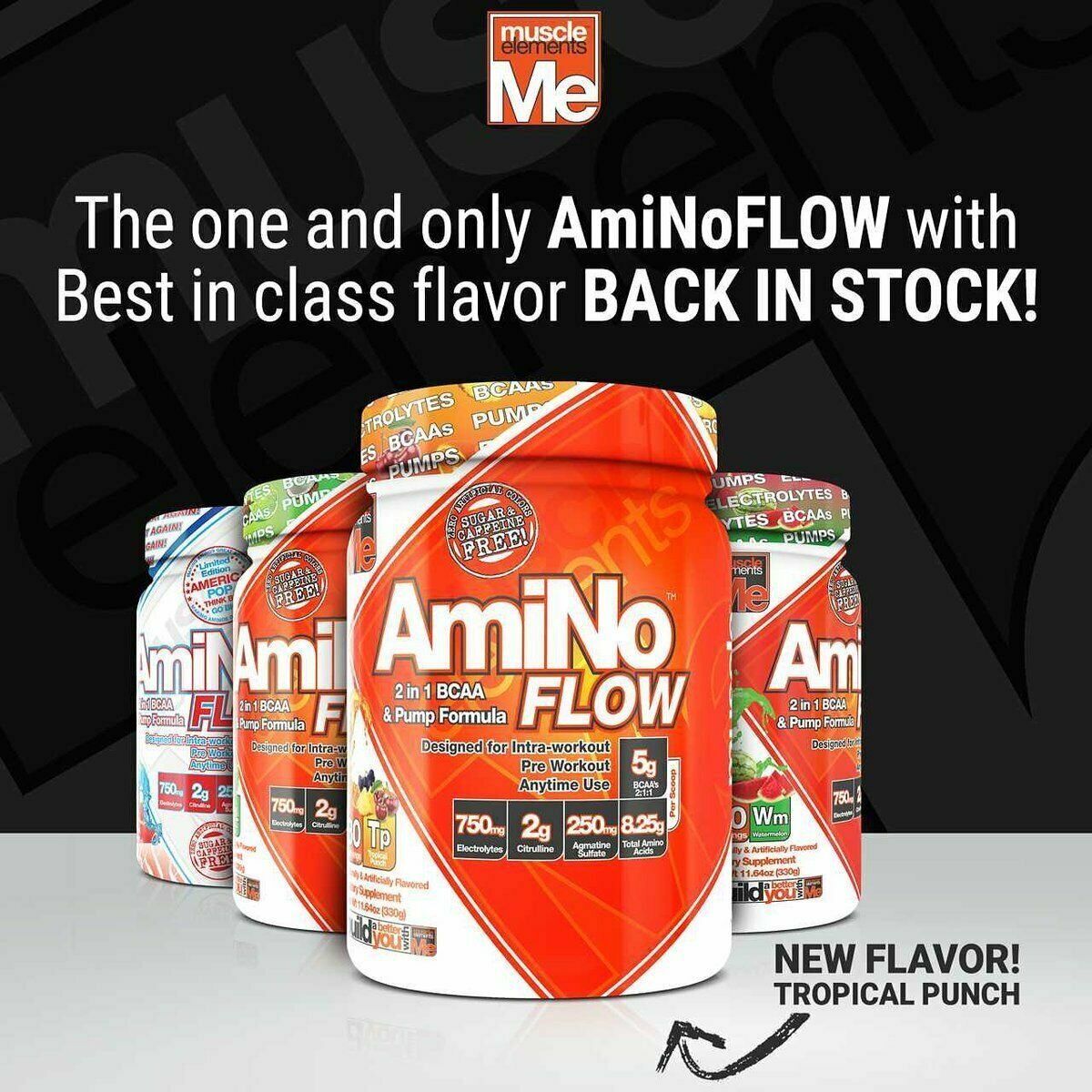 Muscle Elements Amino Flow BCAA 2:1:1 Electrolytes WATERMELON (30 Servings)