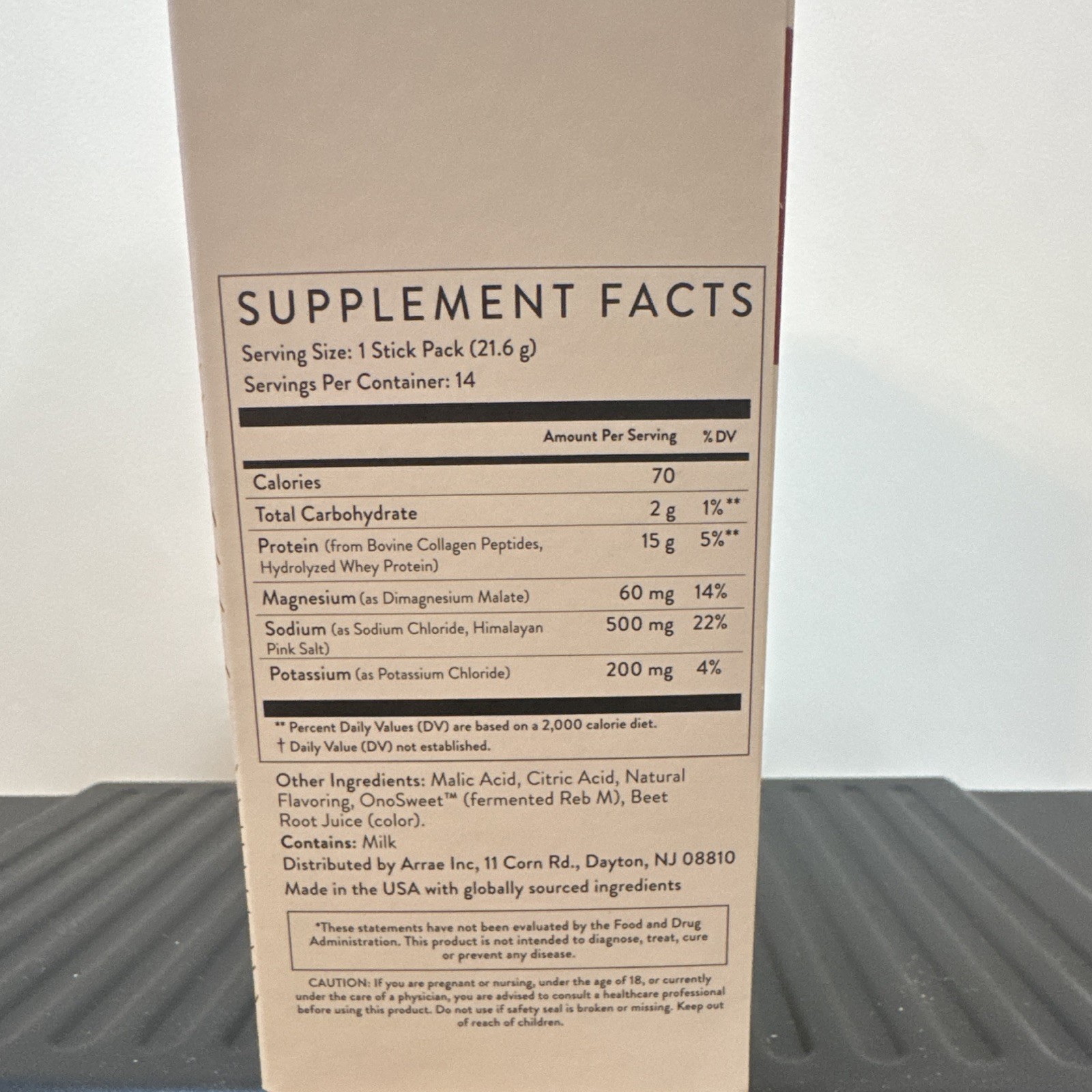 arrae Clear Protein+ Grass-Fed Protein + Electrolytes Gluten Free 14 Stk 06/2027