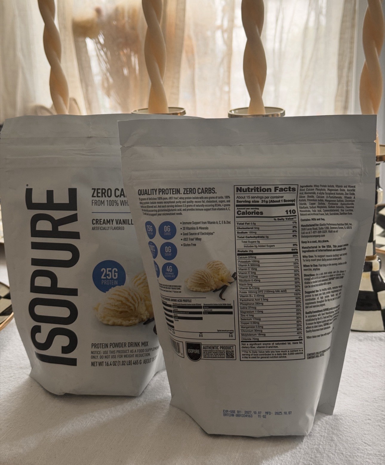 Zero Carb 100% Whey Protein Isolate Powder, Creamy Vanilla, 25G Protein