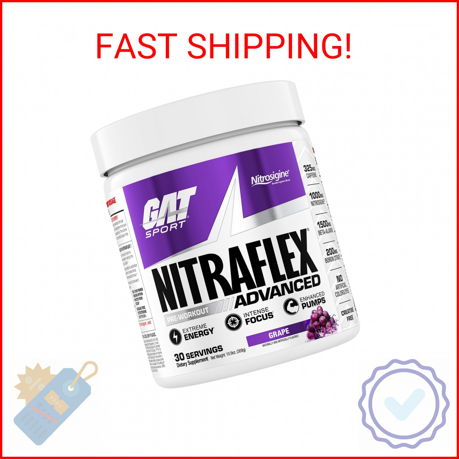 GAT SPORT, Nitraflex Advanced Pre-Workout Powder, Increases Blood Flow, Boosts S