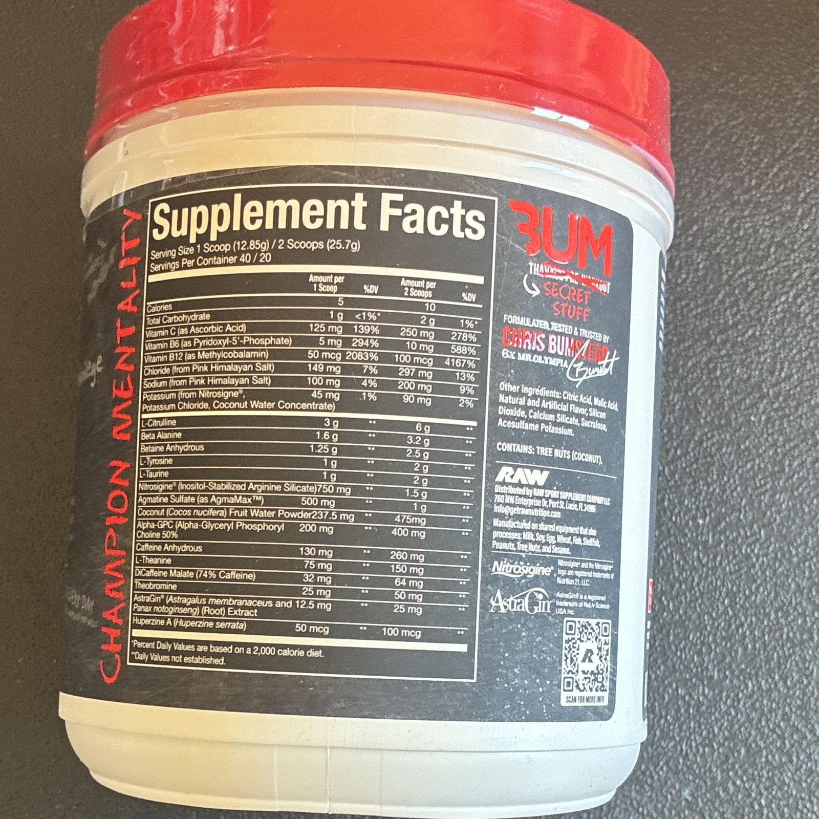 Bum Christopher’s Secret Stuff Supplement Powder Energy Support exp 08/27