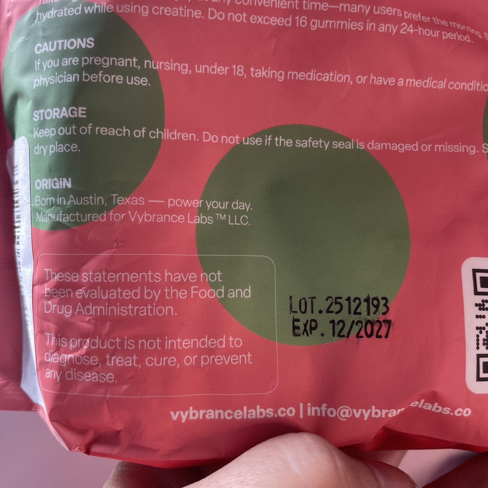 Vybrance Labs Creatine Monohydrate Gummies Watermelon 30 Servings Sugar-Free Gl…