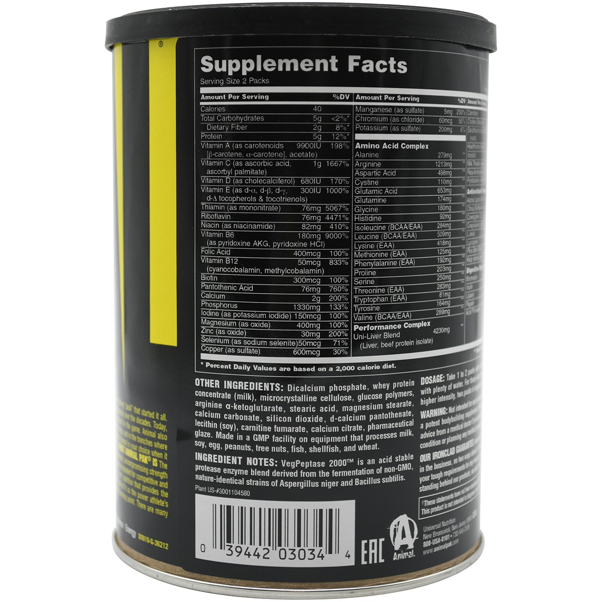Universal Nutrition Animal Pak Dietary Supplement – 30 Packs